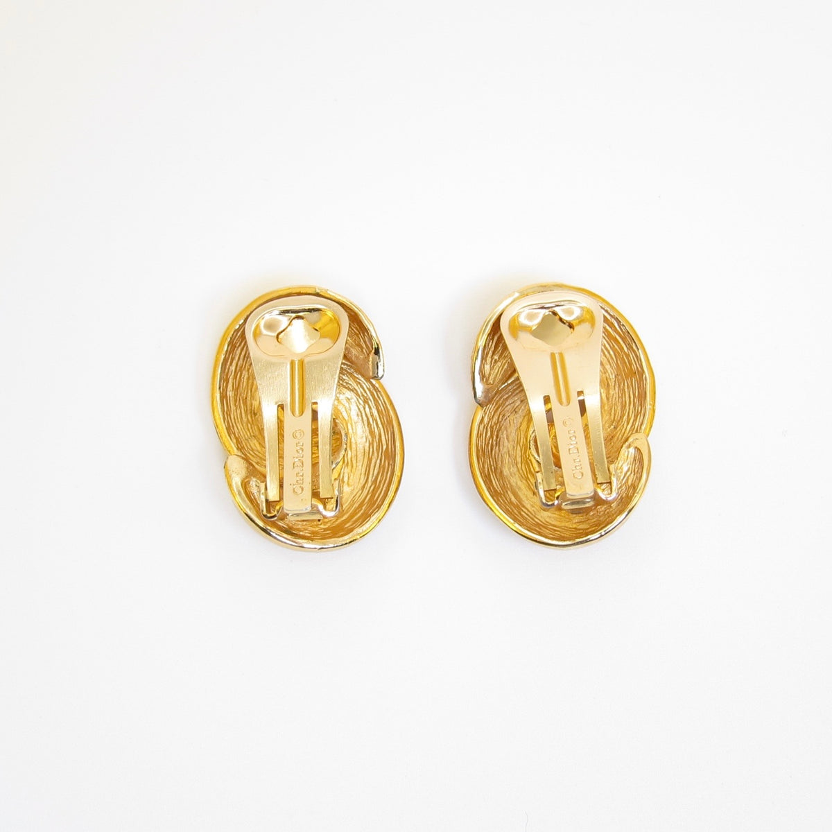 Christian Dior Vintage Twisted Half-Hoop Gold-Tone Clip-On Earrings