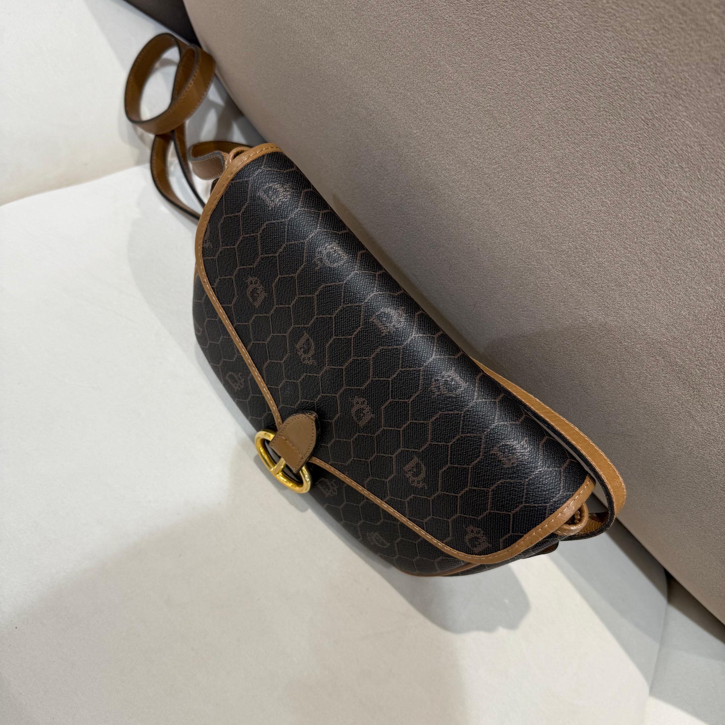 Christian Dior Vintage Monogram Leather Trim Shoulder Bag