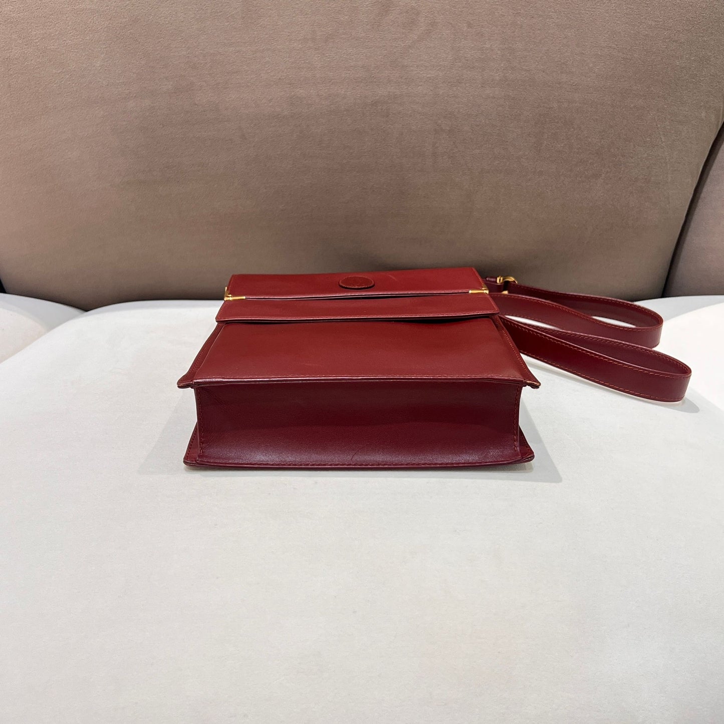 Cartier Vintage Must De Cartier Burgundy Red Leather Shoulder Bag