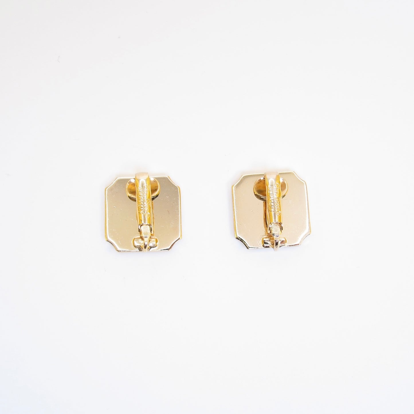 Christian Dior Vintage Square with Rhinestone Golden Clip-on Earrings