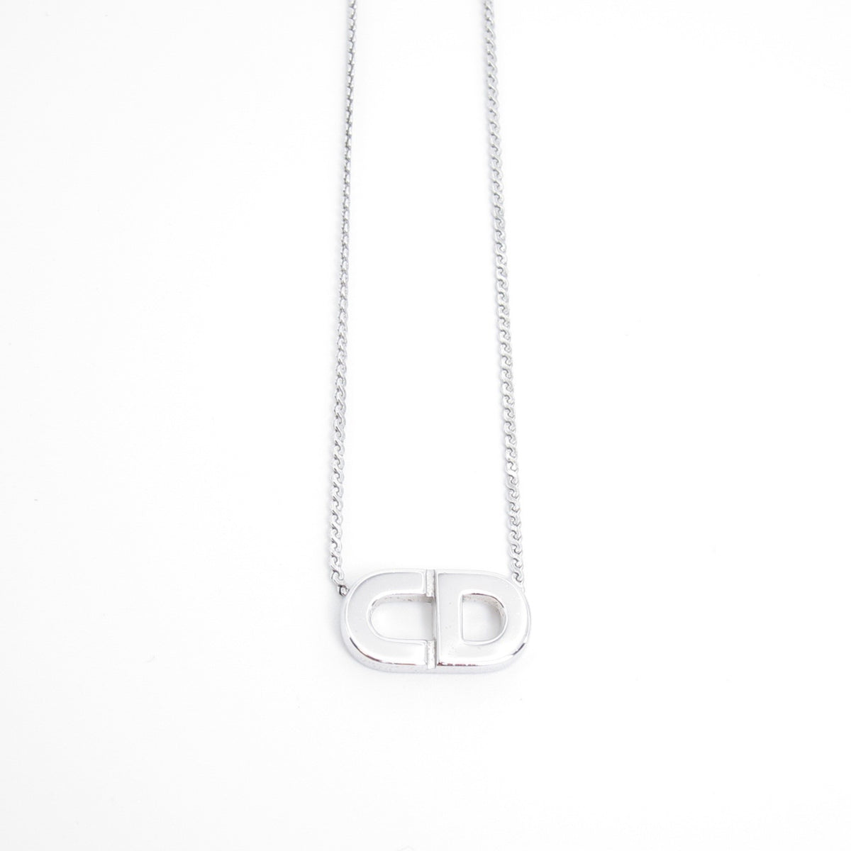 Christian Dior Vintage CD Logo Silver-Tone Necklace