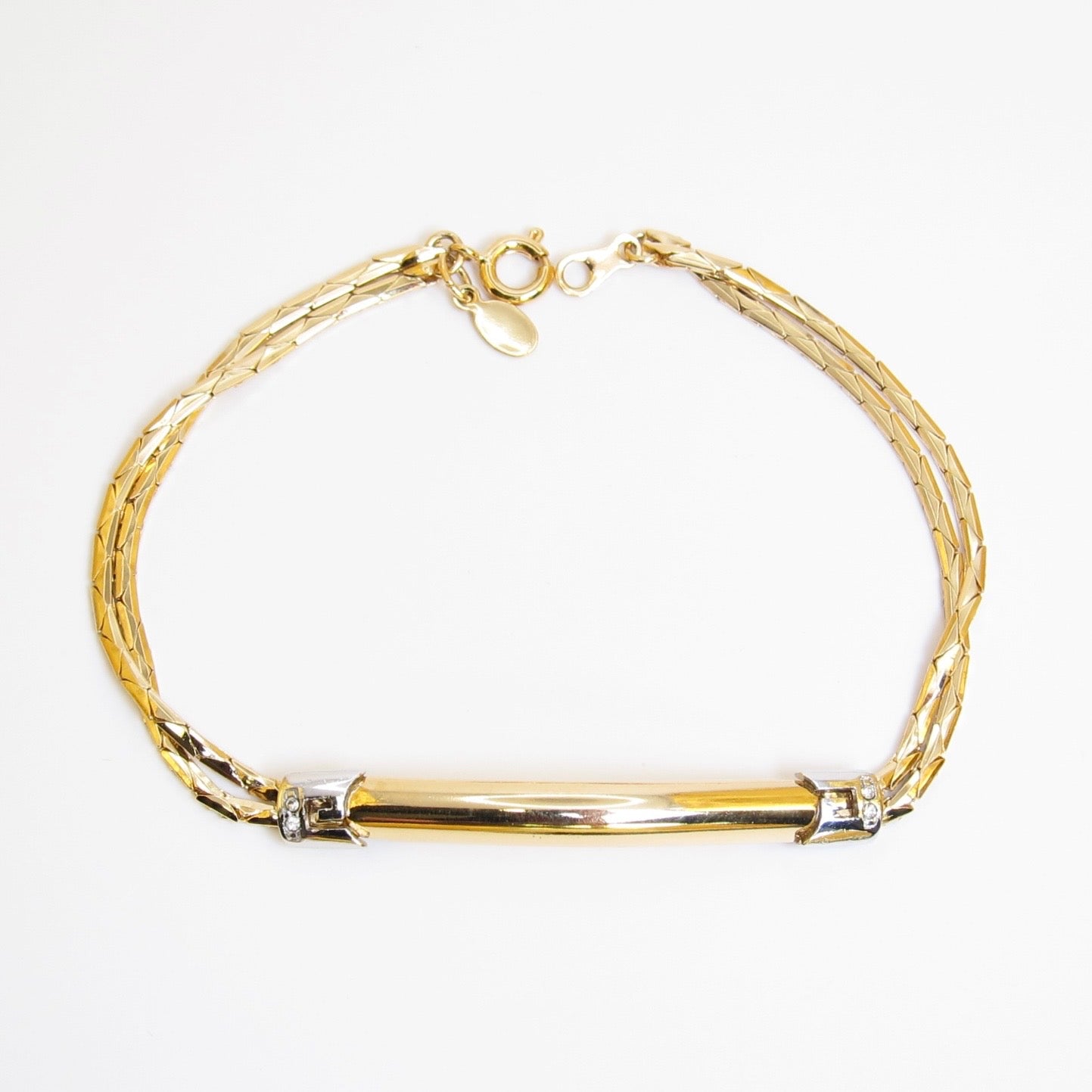 Givenchy Vintage G Logo with Rhinestone Two Tone Bracelet