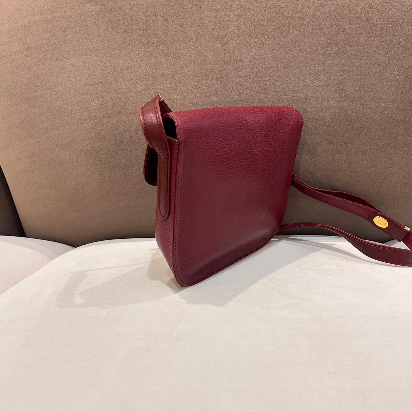 Cartier Vintage Burgundy Leather Must De Cartier Shoulder Bag