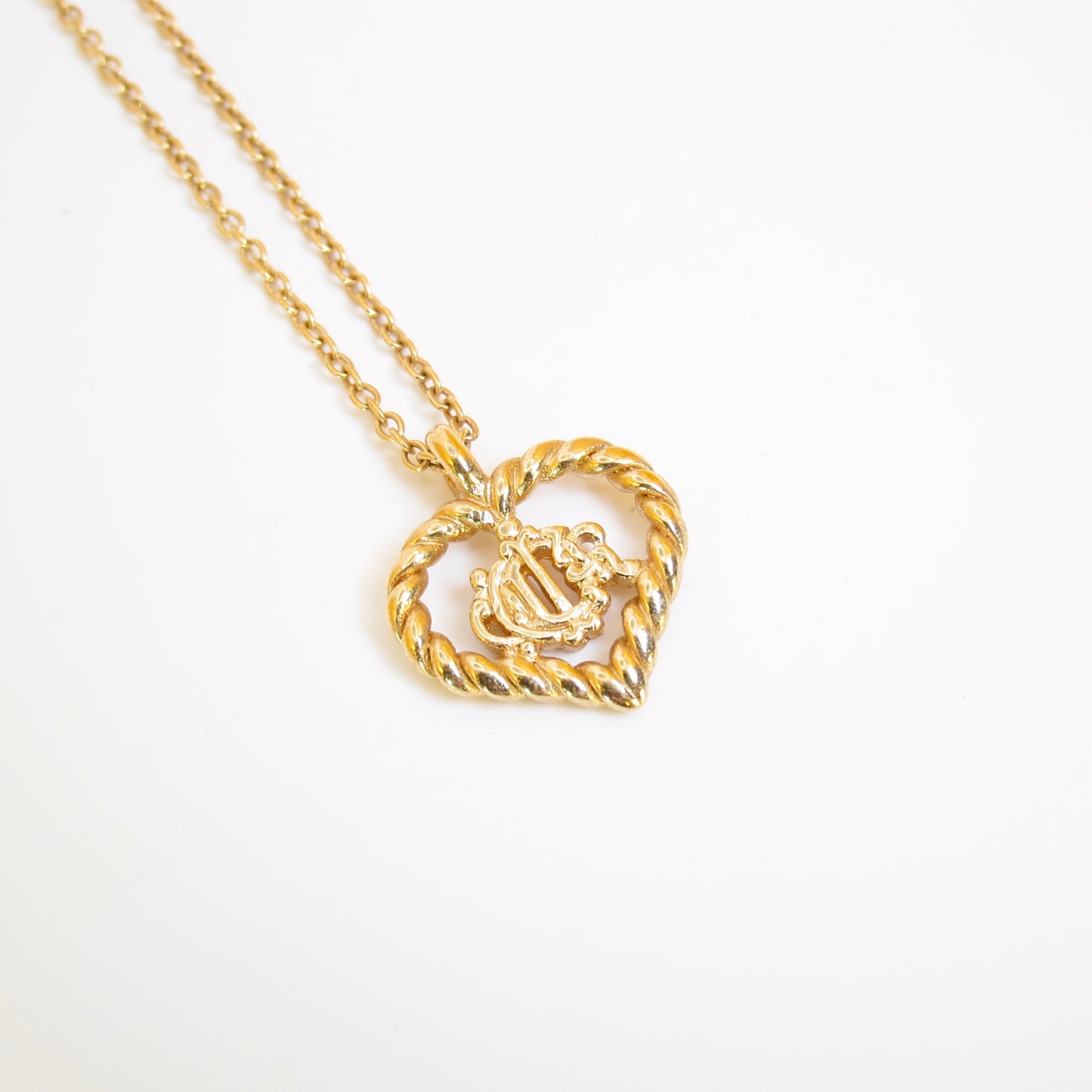 Christian Dior Vintage Dior Logo in Heart Golden Necklace
