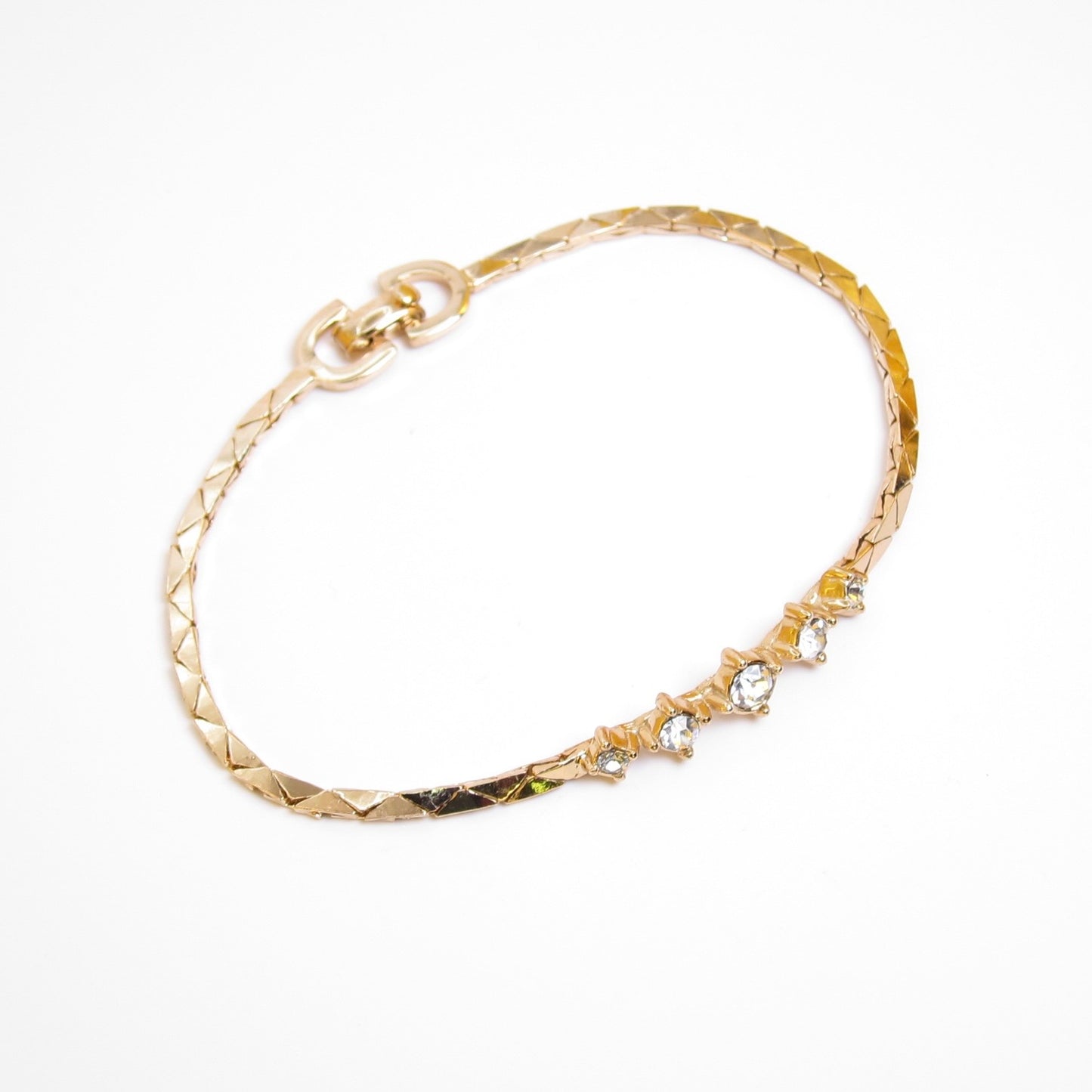 Christian Dior Vintage Rhinestone Motif Golden Bracelet
