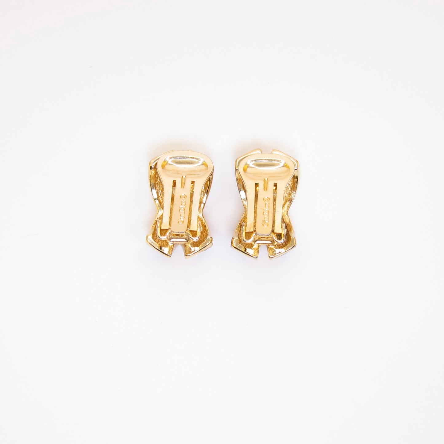 Christian Dior Vintage Black and Rhinestone Cross Golden Clip-on Earrings