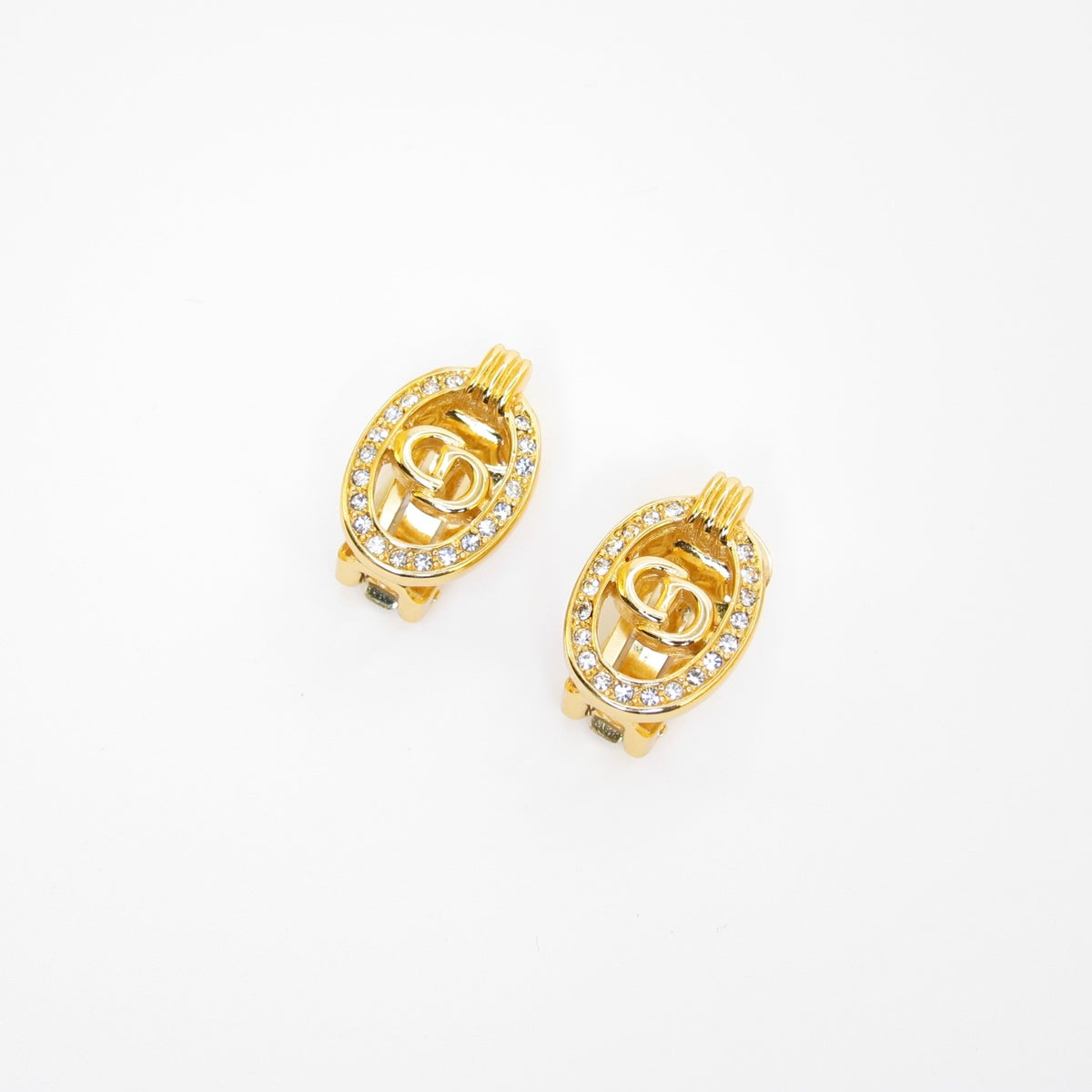 Christian Dior Vintage Rhinestone CD Clip Earrings