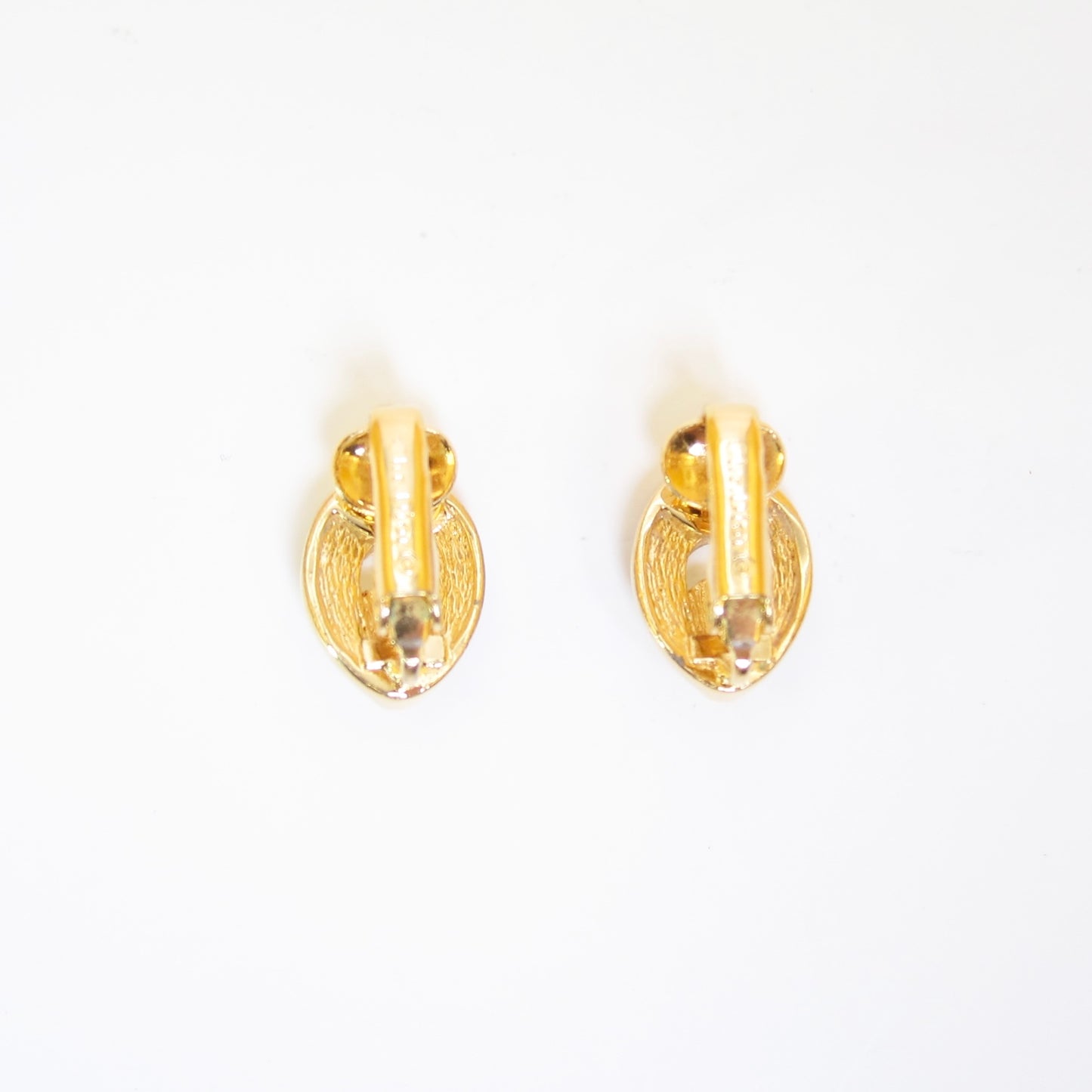 Christian Dior Vintage Oval Shape and Rhinestone Golden Clip-on Earrings