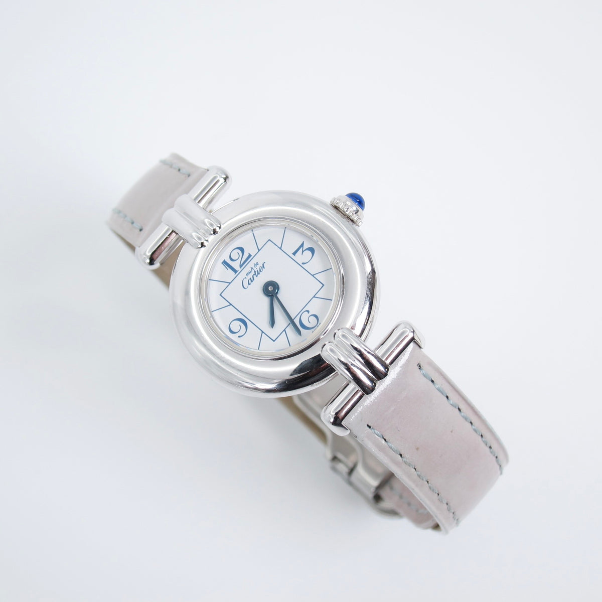 Cartier Vintage Must De Cartier Colisee White Face with Light Grey Strap Watch