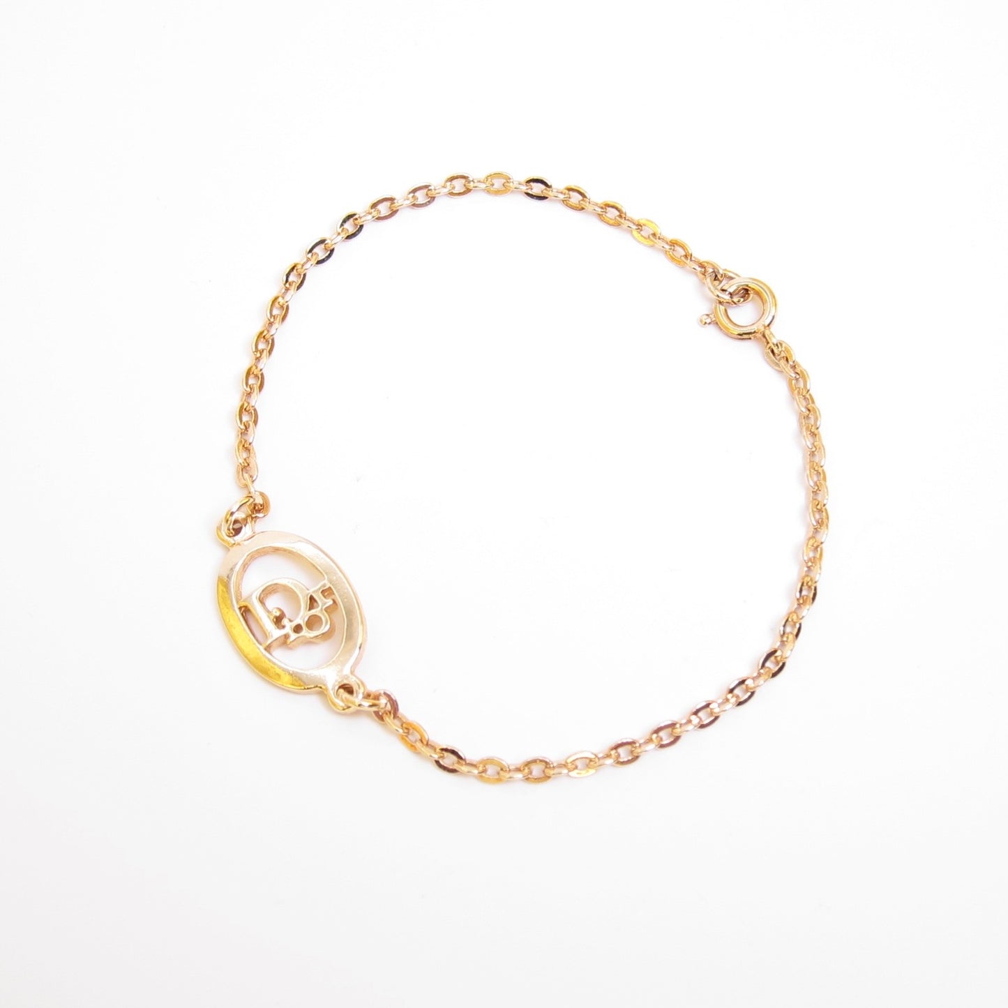 Christian Dior Vintage Dior Logo in Oval Shaped Golden Bracelet