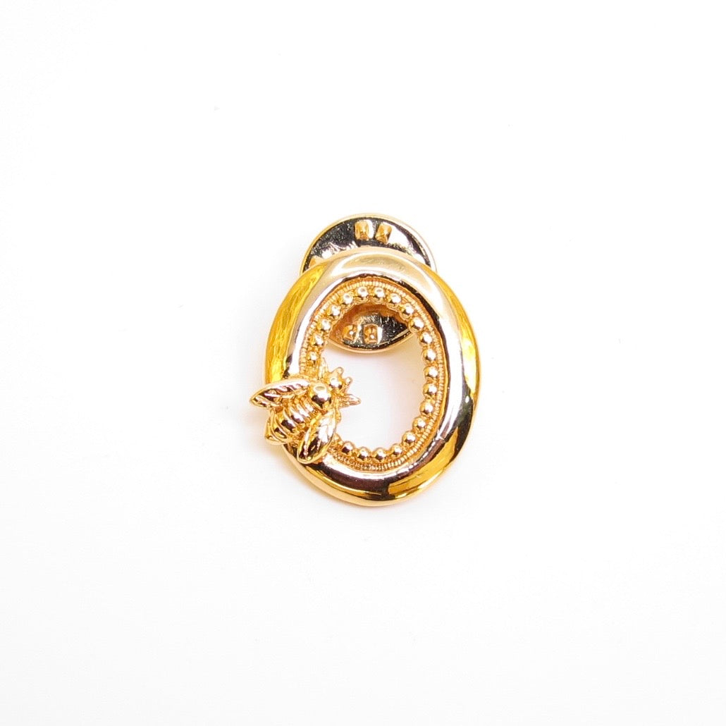 Christian Dior Vintage Letter O with Bee Golden Brooch