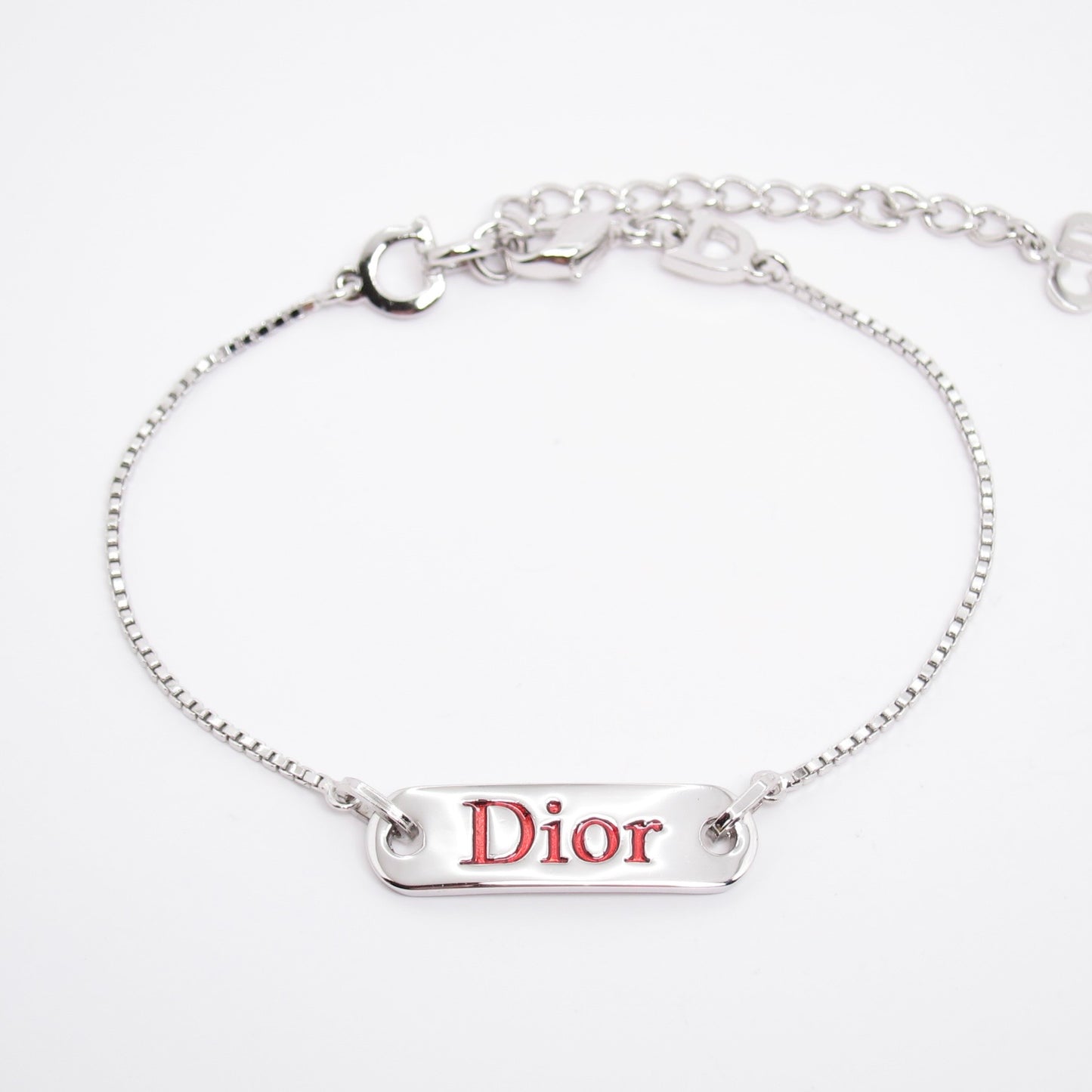 Christian Dior Vintage Dior Logo Plate Silver Bracelet