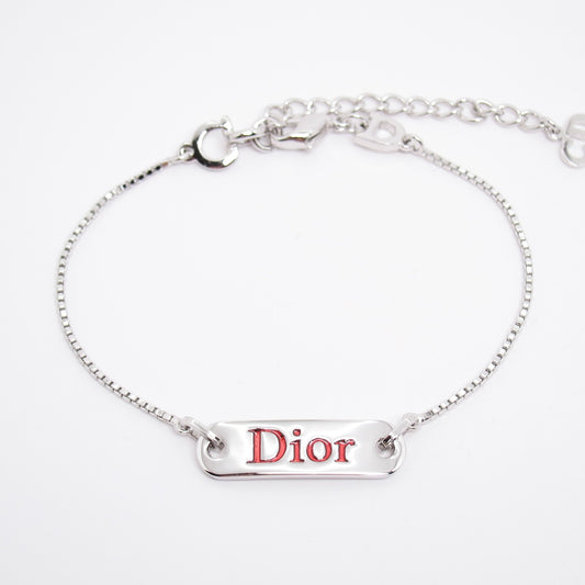 Christian Dior Vintage Dior Logo Plate Silver Bracelet