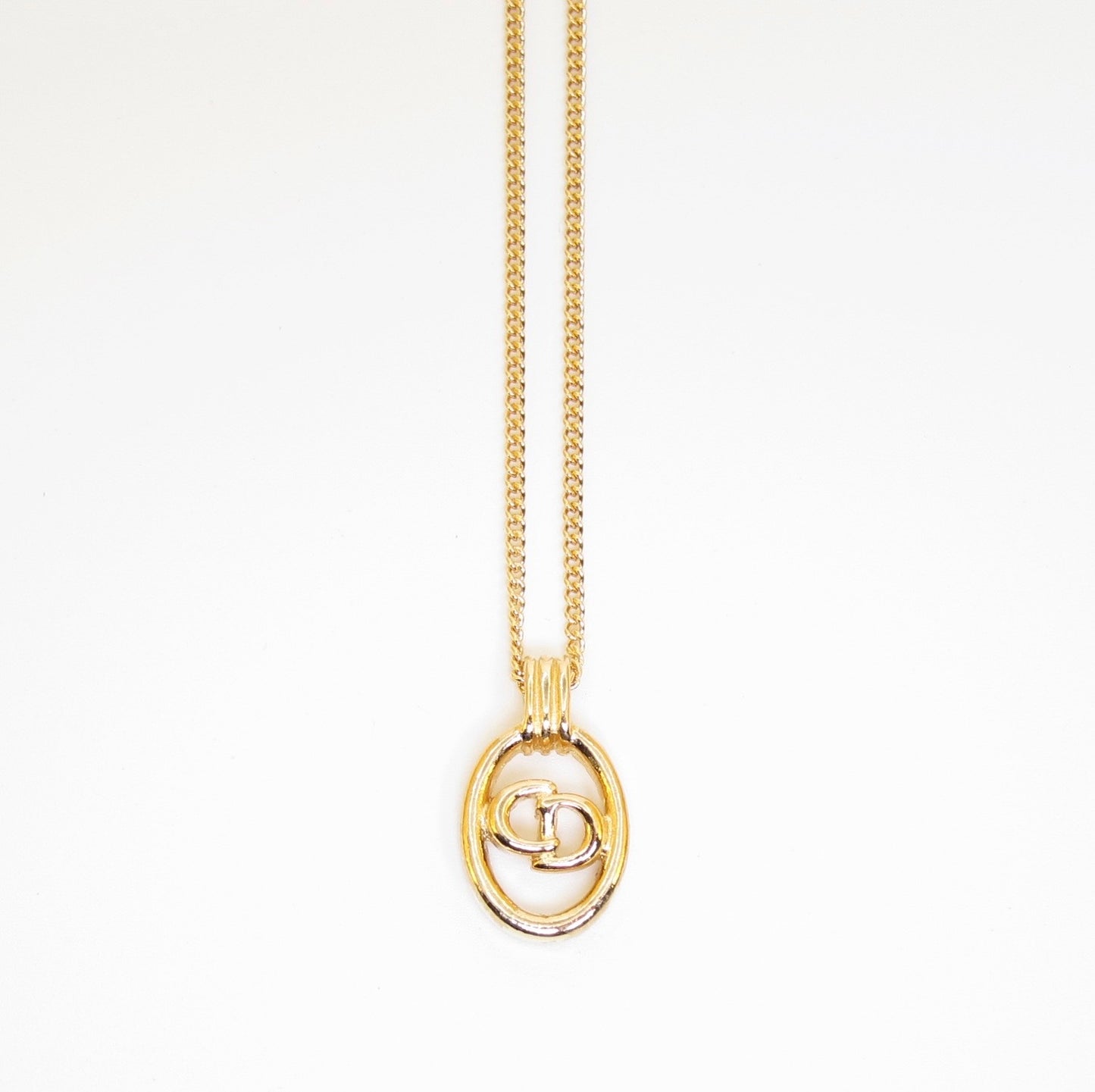 Christian Dior Vintage Oval CD Logo Necklace