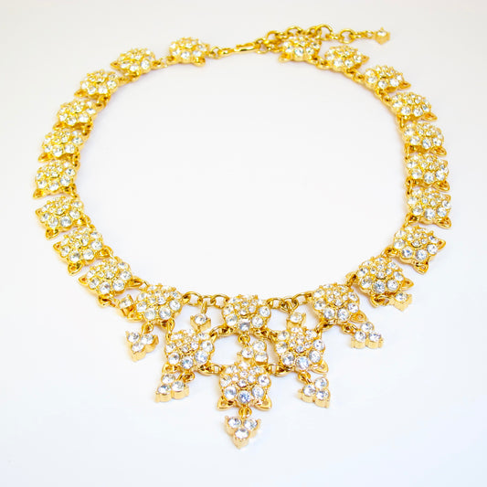Monet Vintage Rhinestone Golden Necklace