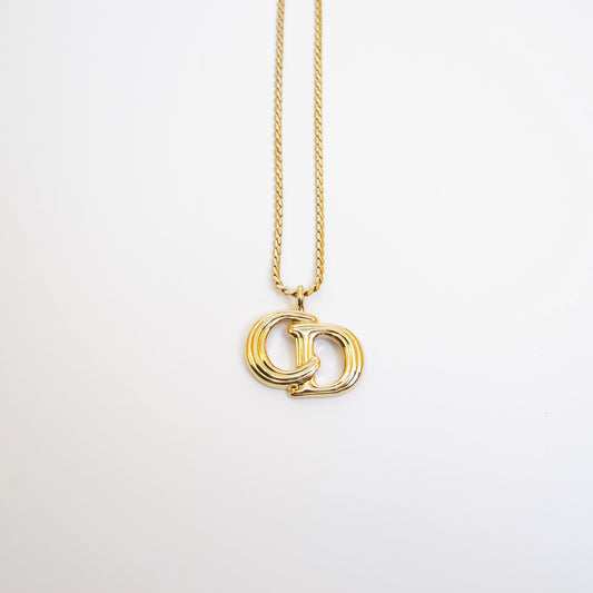 Christian Dior Vintage CD Logo Golden Necklace