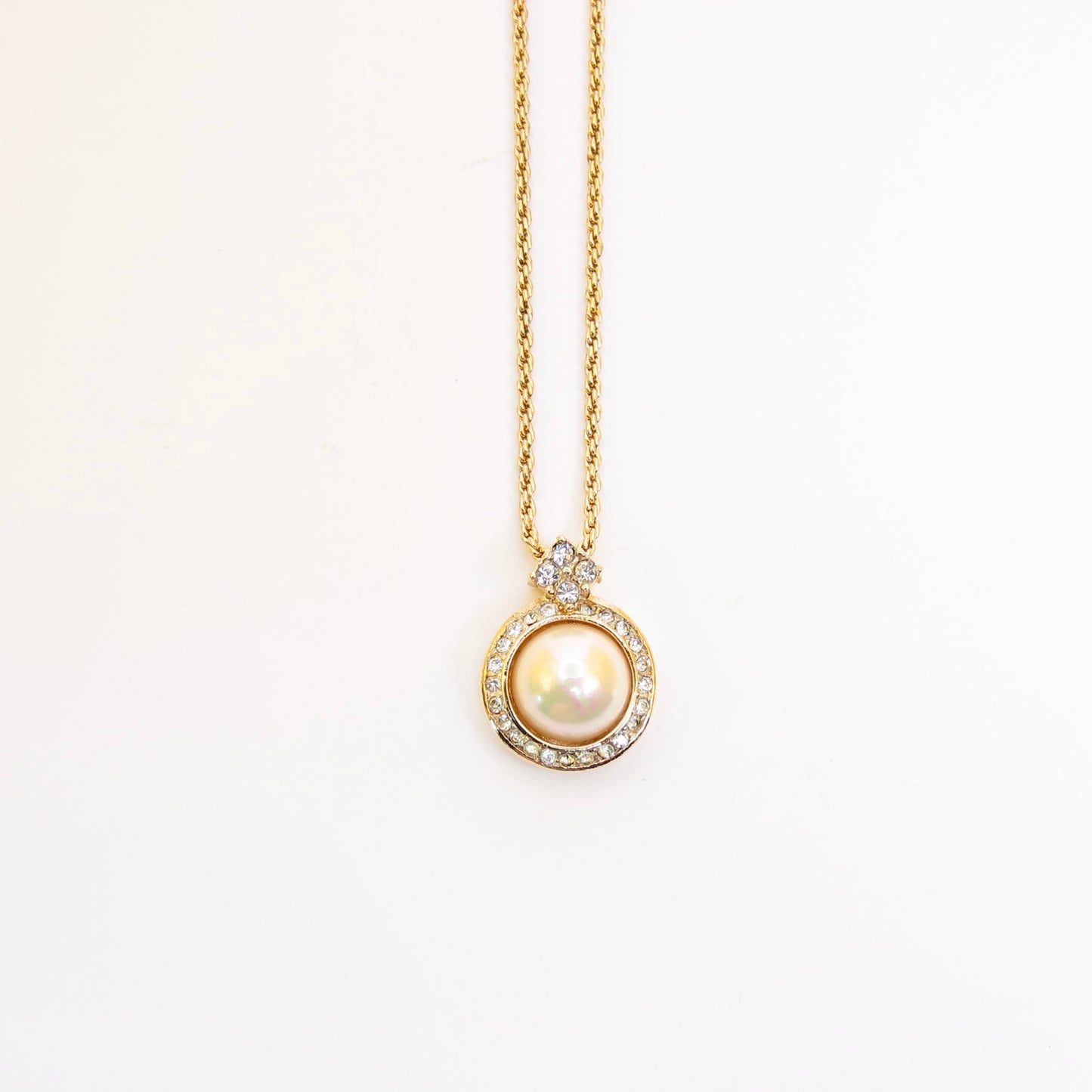 Christian Dior Vintage Pearl and Rhinestone Golden Necklace