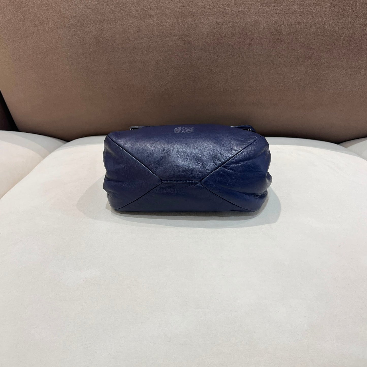 Loewe Vintage Navy Leather Anagram Saddle Shoulder Bag