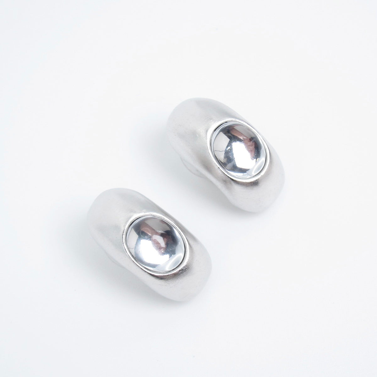 Givenchy Silver-Tone Sculptural Oval Earrings