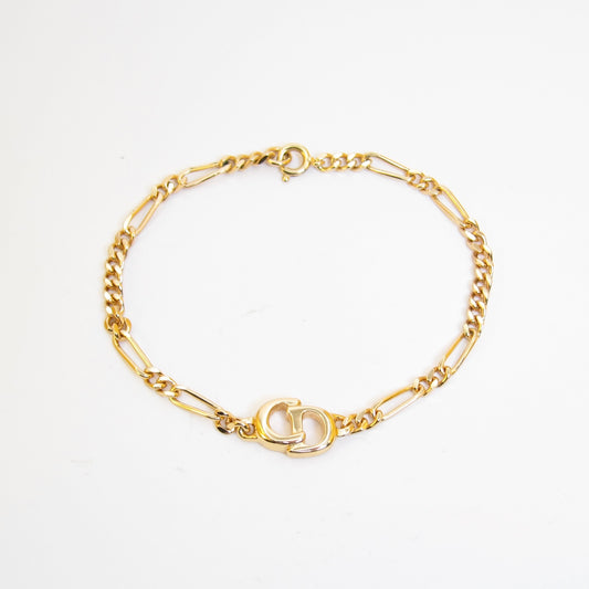 Christian Dior 復古 CD 標誌金色手鍊