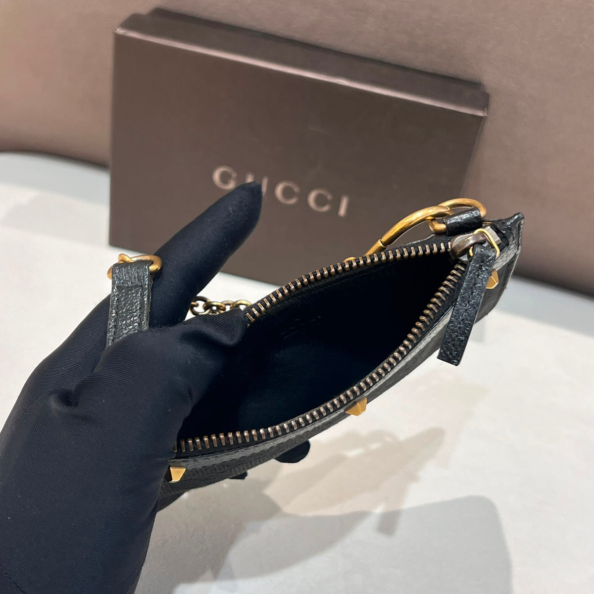 Gucci Vintage Black GG Canvas Studded Shoulder Bag