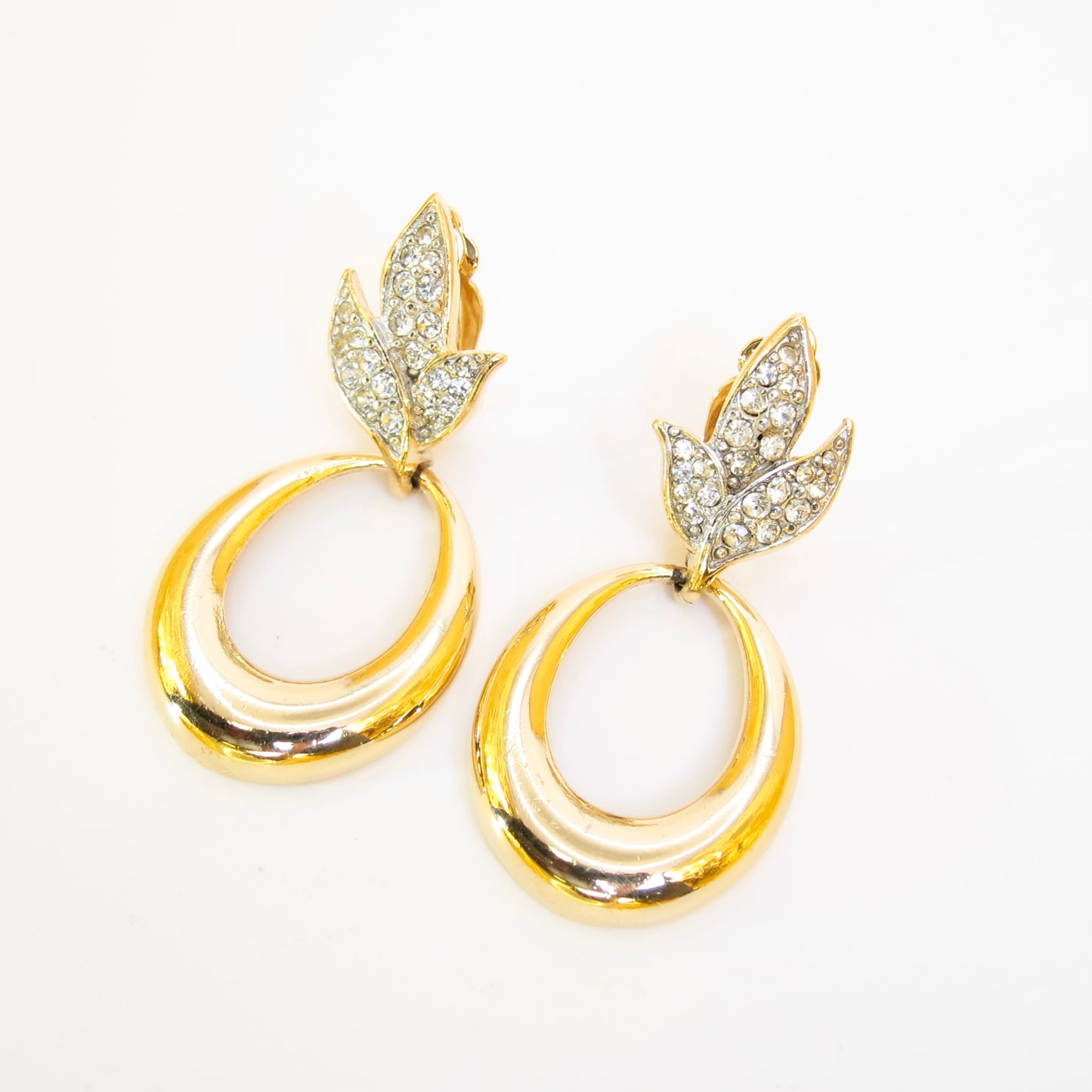 Givenchy Vintage Rhinestone Golden Clip-on Earrings
