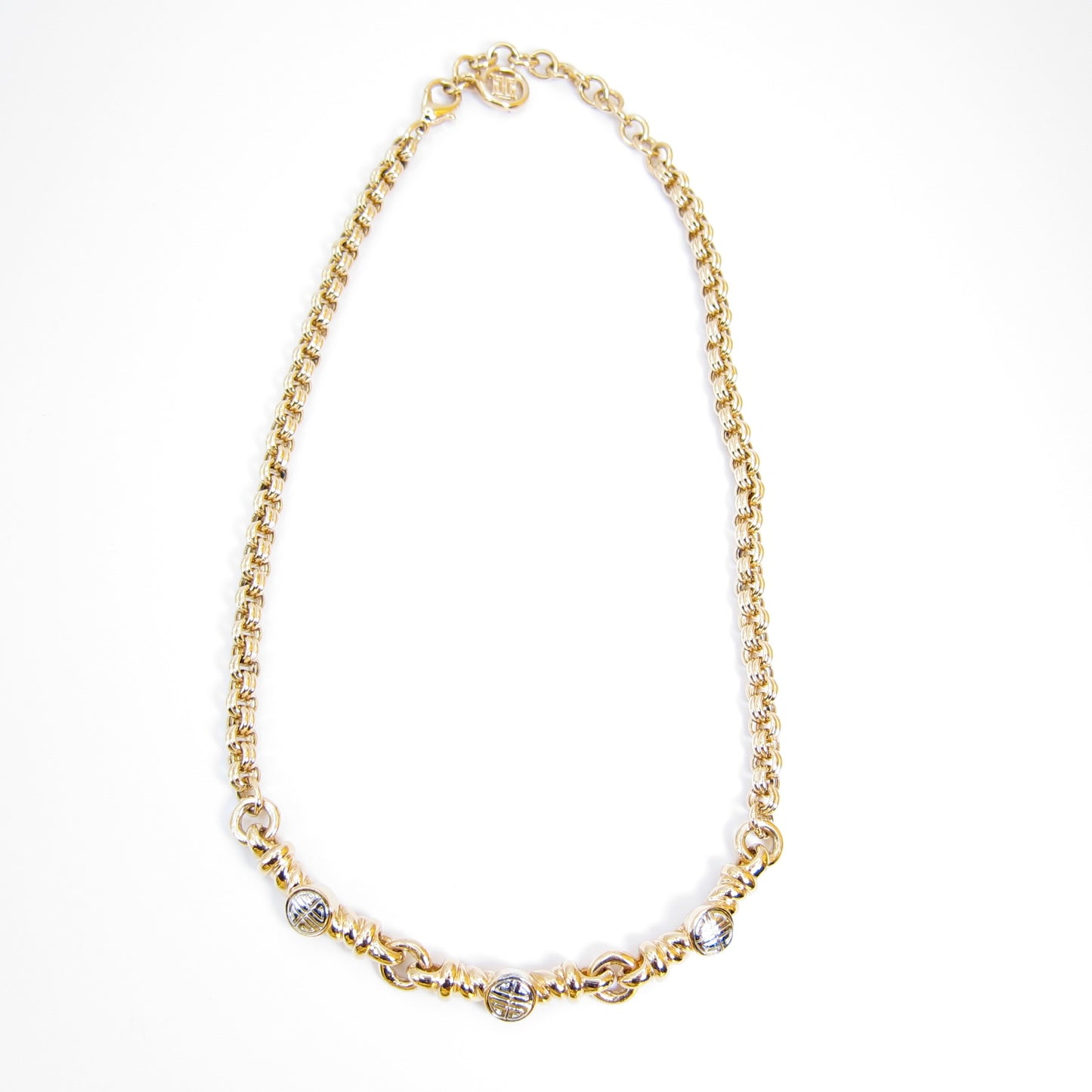 Givenchy Vintage Round 4G Logo and Chain Golden Necklace