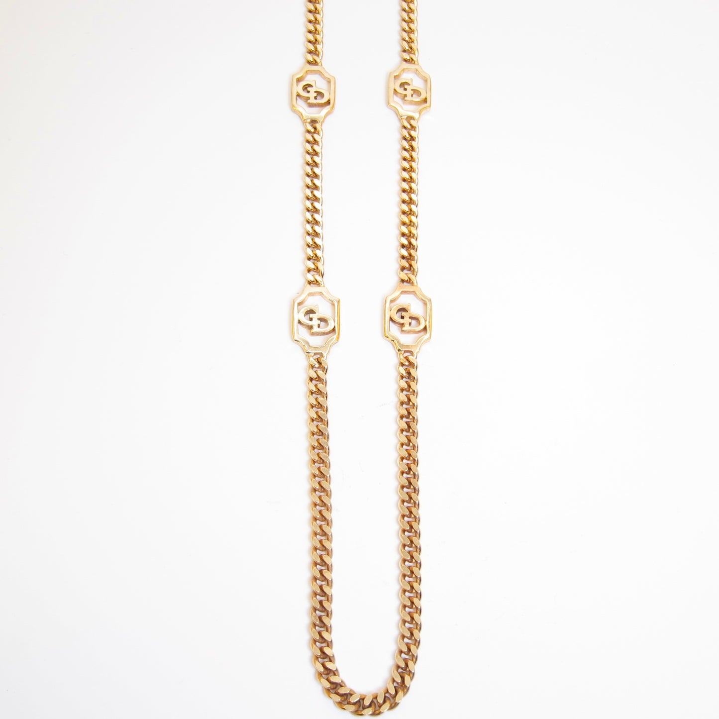 Christian Dior 復古 CD 標誌金色長項鍊