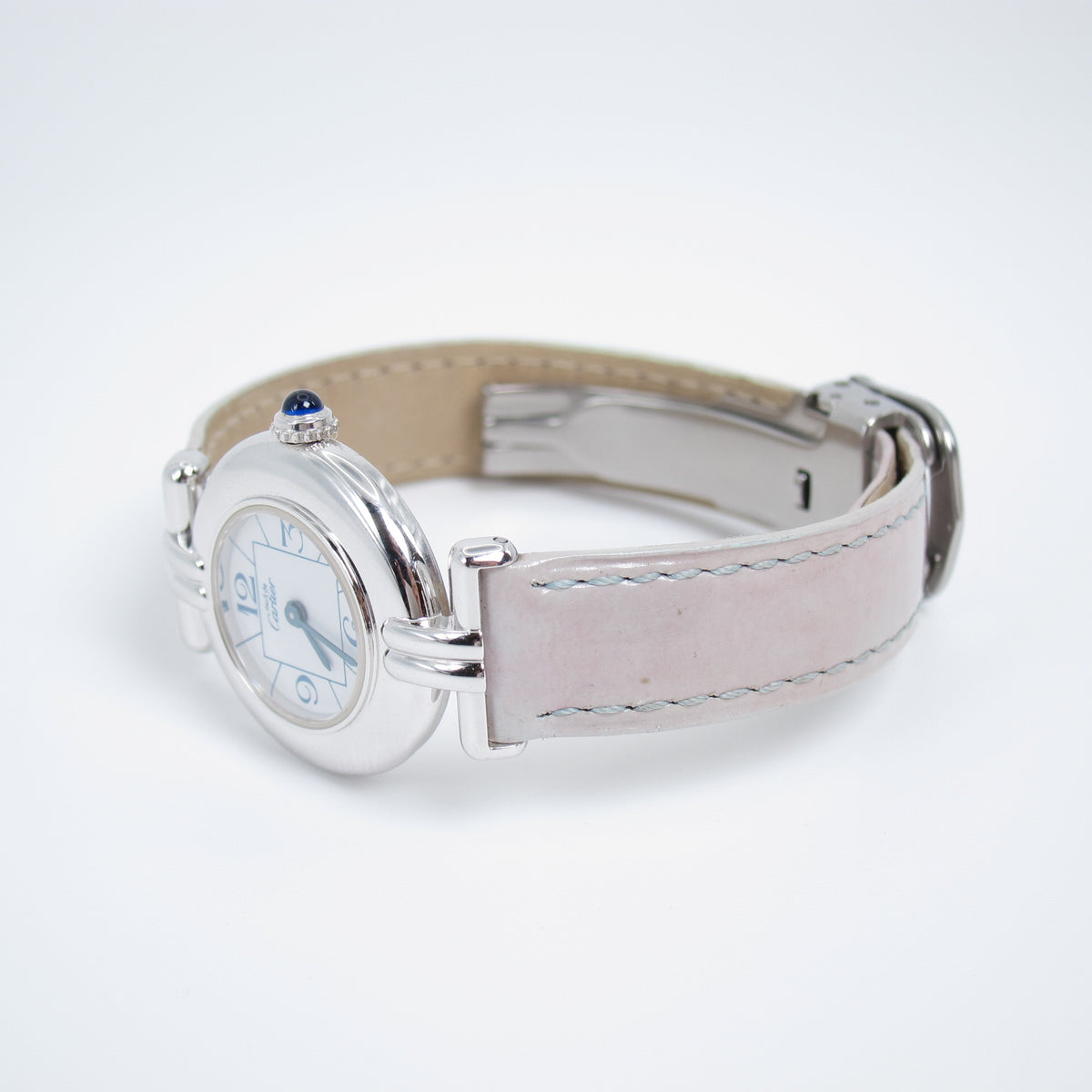 Cartier Vintage Must De Cartier Colisee White Face with Light Grey Strap Watch