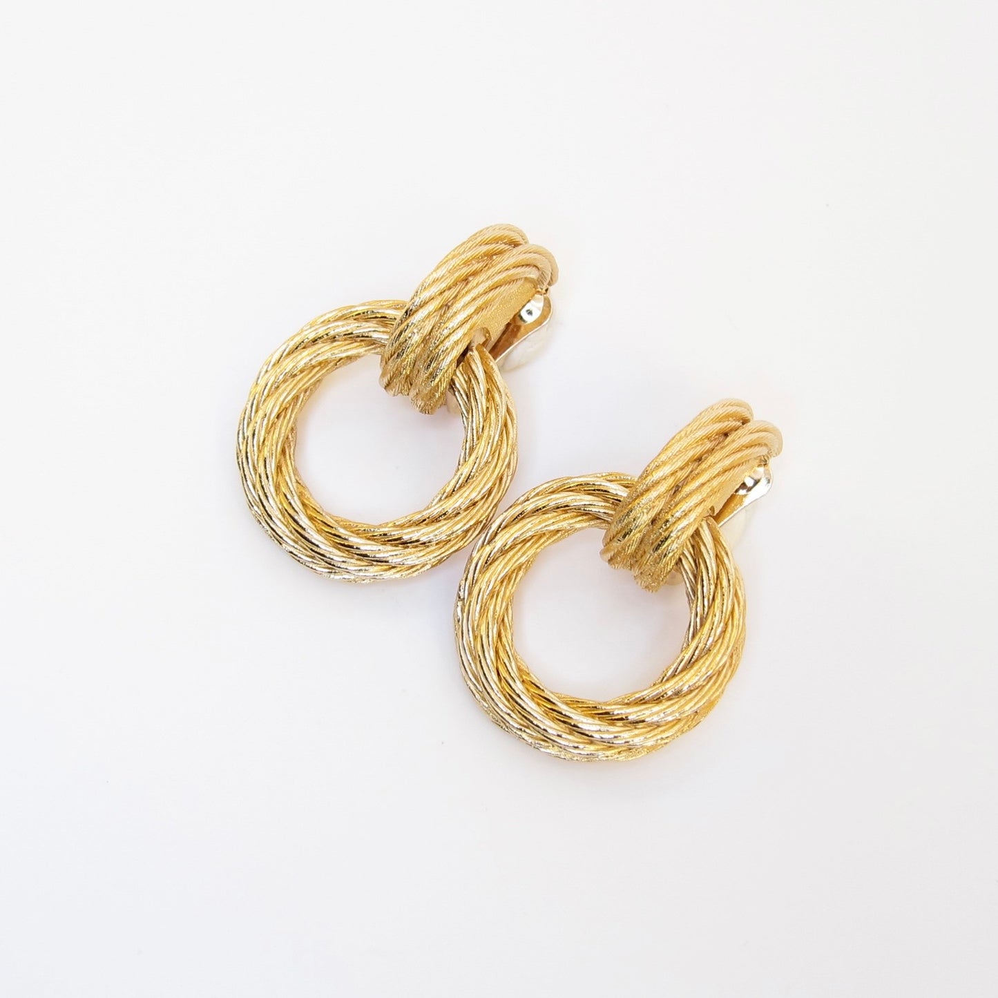 Christian Dior Vintage Twisted Rope Golden Clip-on Earrings