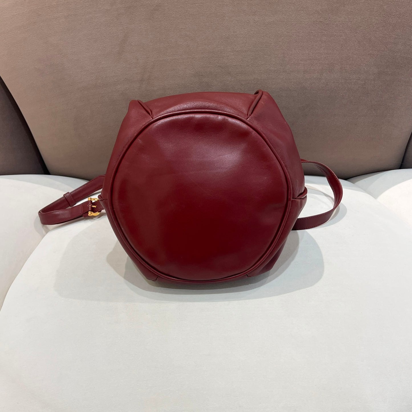 Cartier Vintage Must De Cartier Bordeaux Leather Drawstring Bucket Shoulder Bag