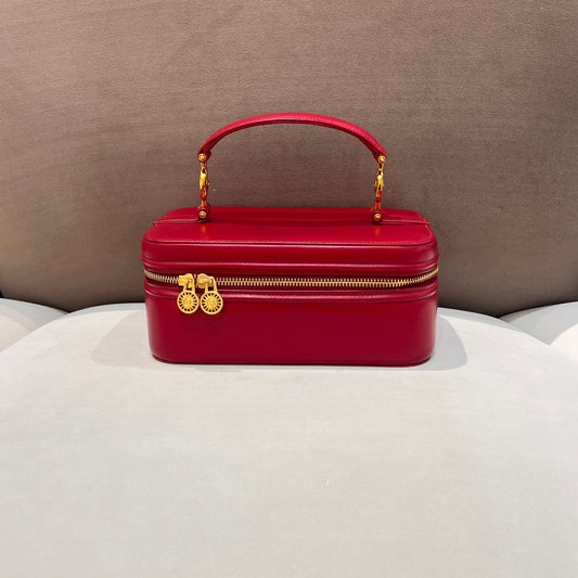 Versace Vintage Red Leather Vanity Handbag
