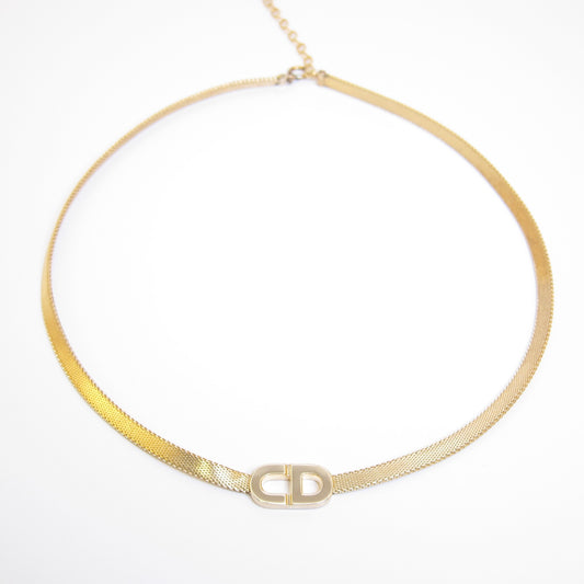 Christian Dior Vintage CD Logo Golden Necklace