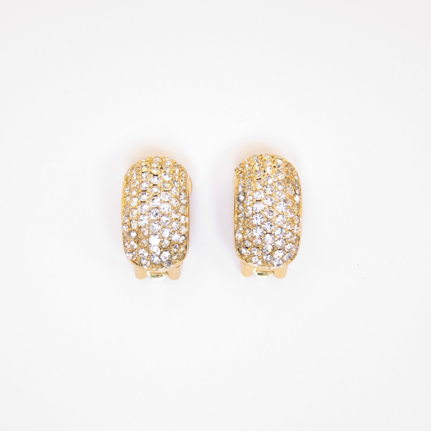 Christian Dior Vintage Rhinestone Golden Clip-on Earrings