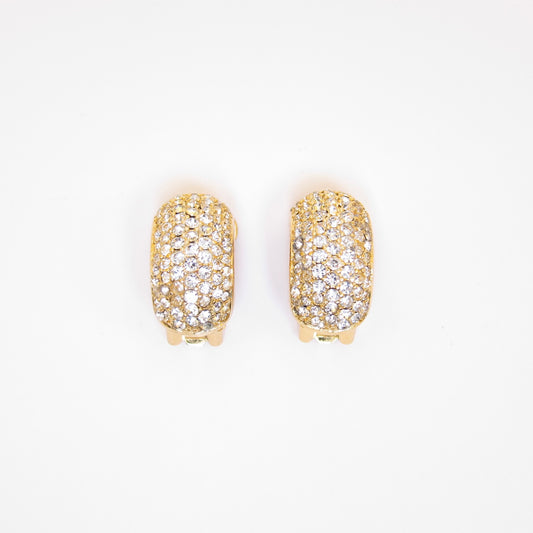 Christian Dior Vintage Rhinestone Golden Clip-on Earrings