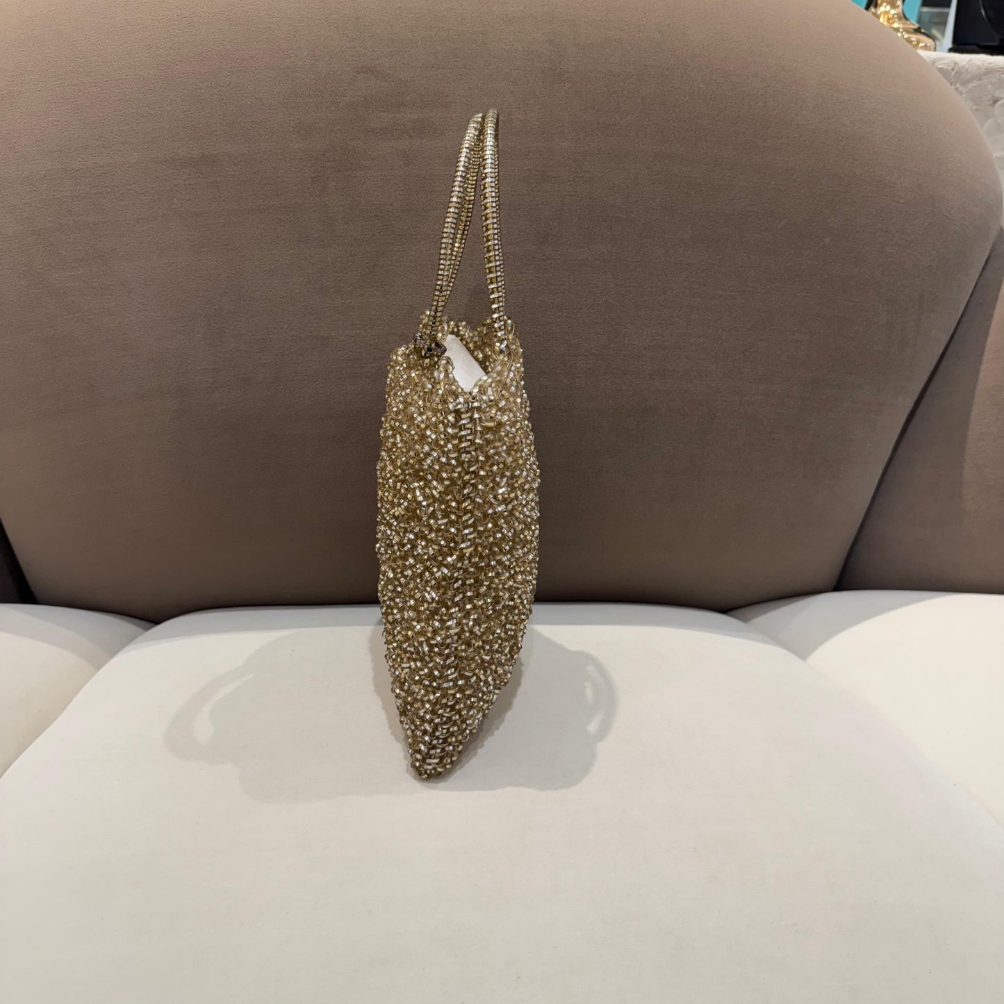 Anteprima Vintage Gold Wire Knit Vertical Handbag