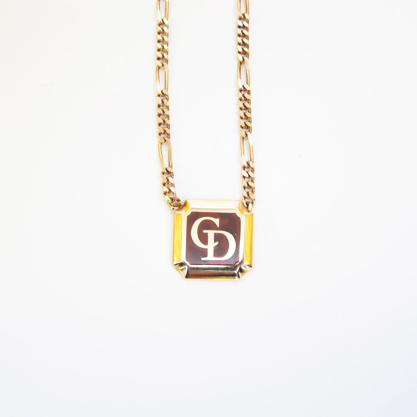 Christian Dior Vintage CD Logo in Amber and Golden Necklace