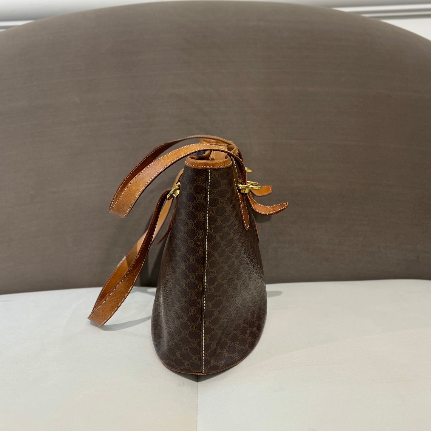 Celine Vintage Macadam Brown Color Tote Bag