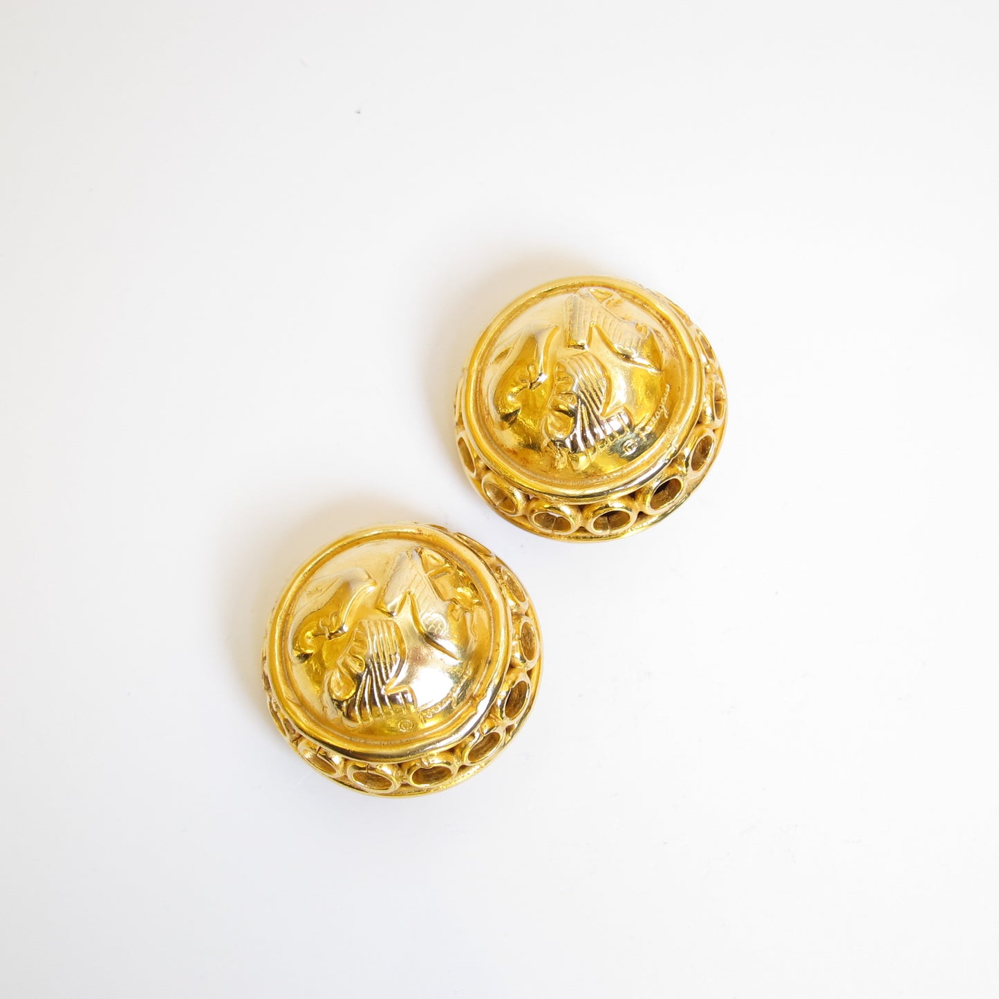 Ferragamo Vintage Shoes Motif Golden Clip-on Earrings