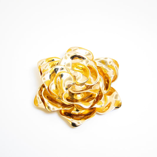 Christian Dior Vintage Flower Motif Golden Brooch