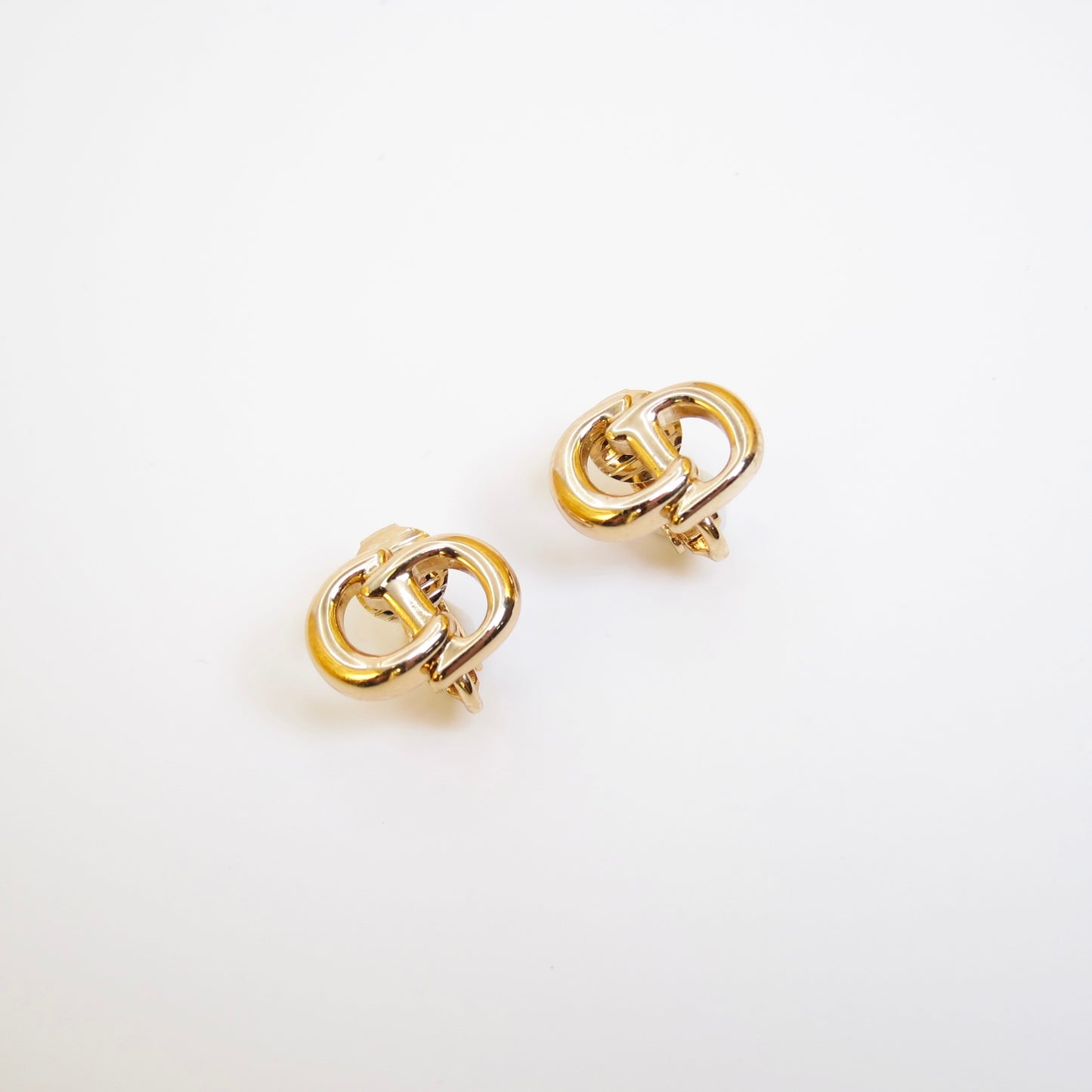 Christian Dior Vintage CD Logo Golden Clip-on Earrings