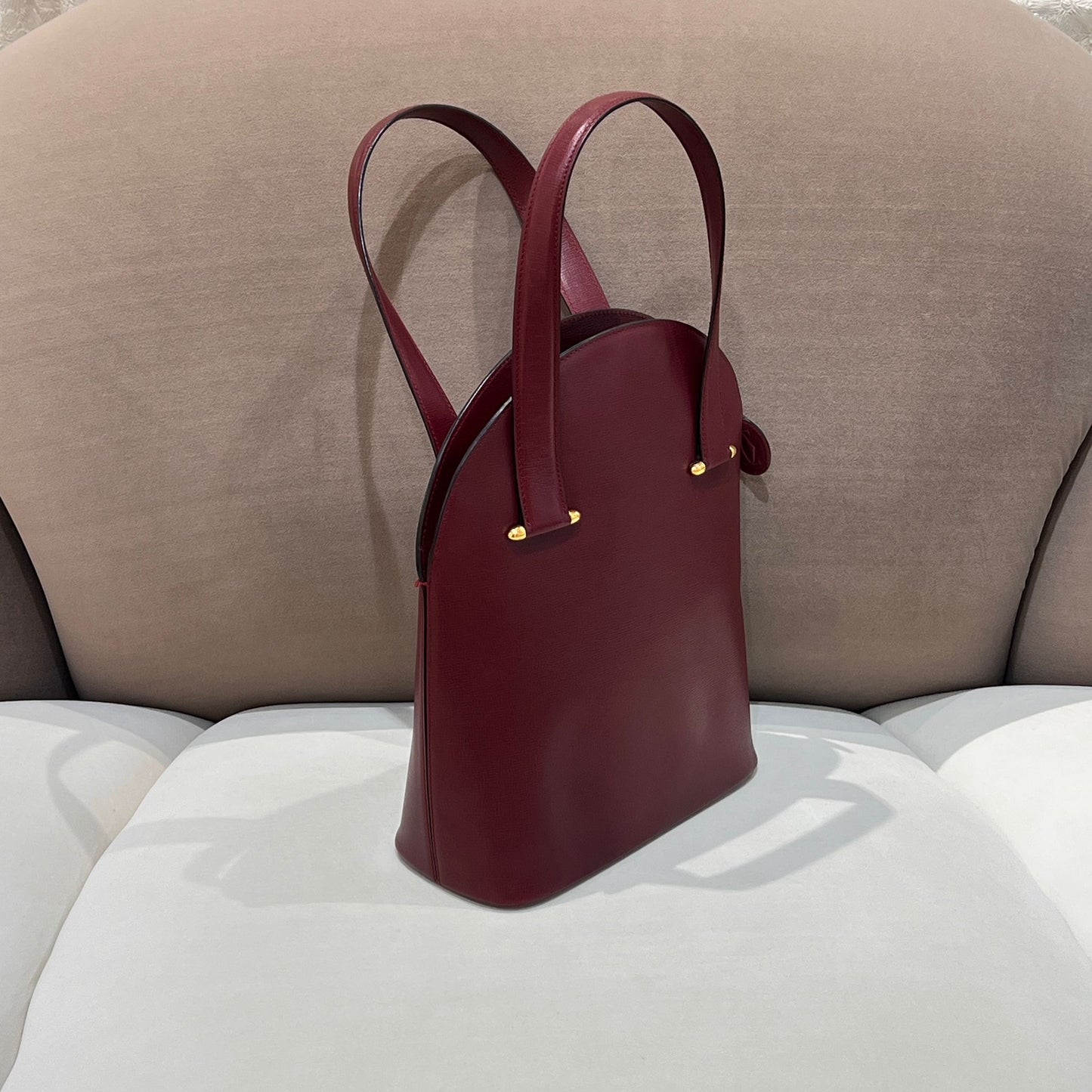 Cartier Vintage Must De Cartier Bordeaux Leather Oval Handbag