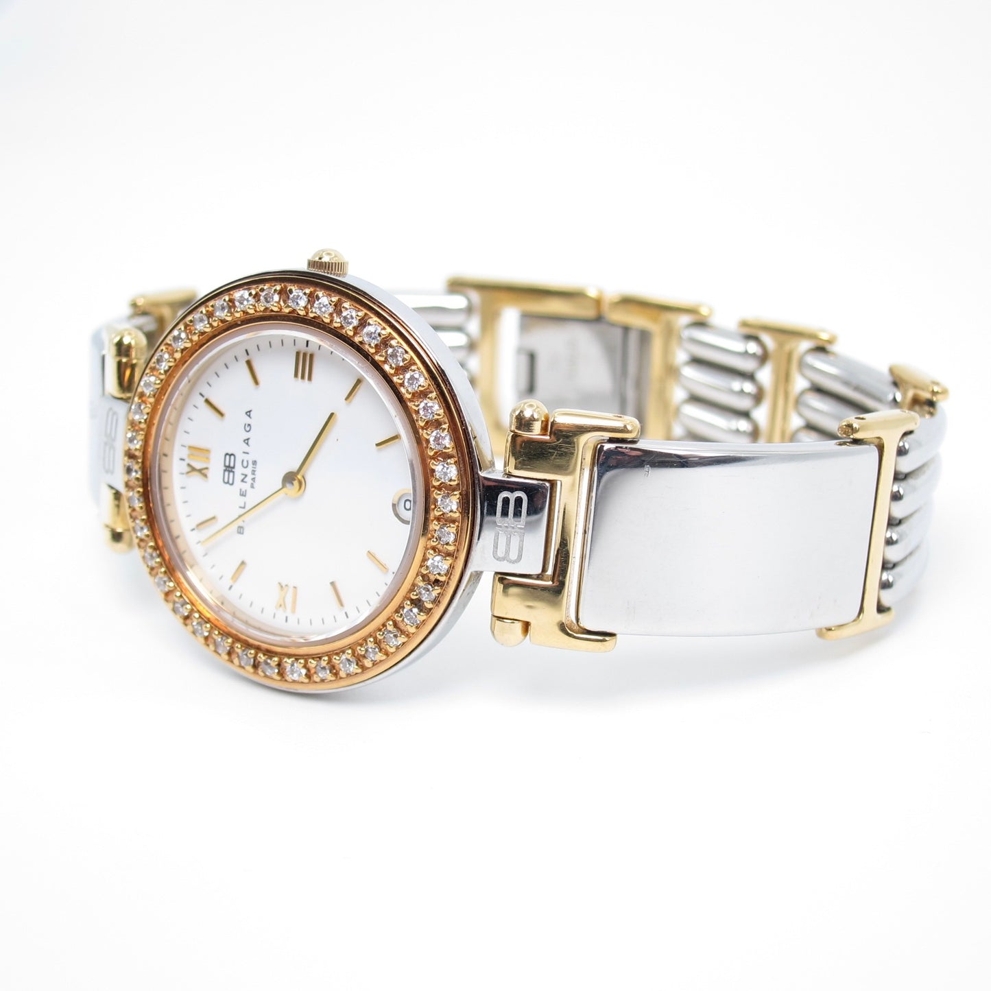 Balenciaga Vintage Two-Tone Crystal Bezel Ladies Watch