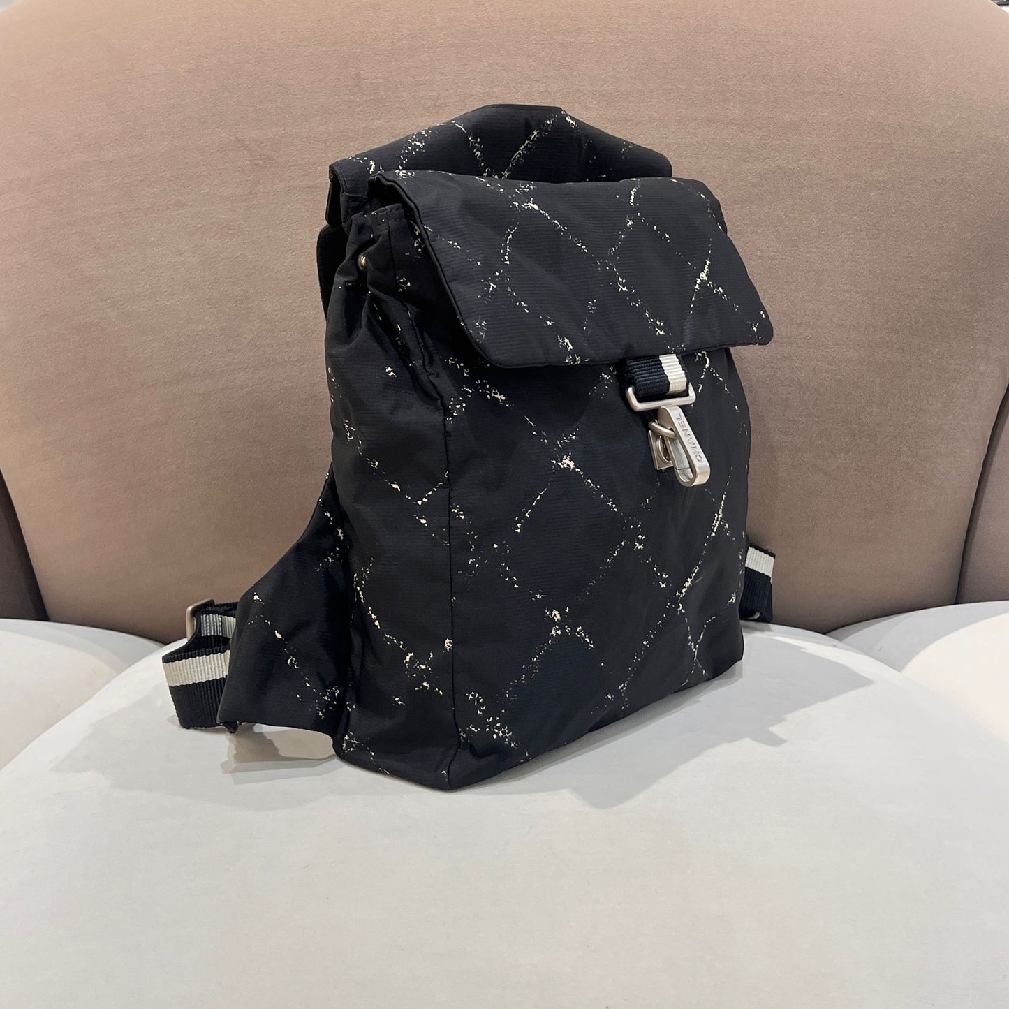 Chanel Vintage Black Quilted Travel Line Backpack