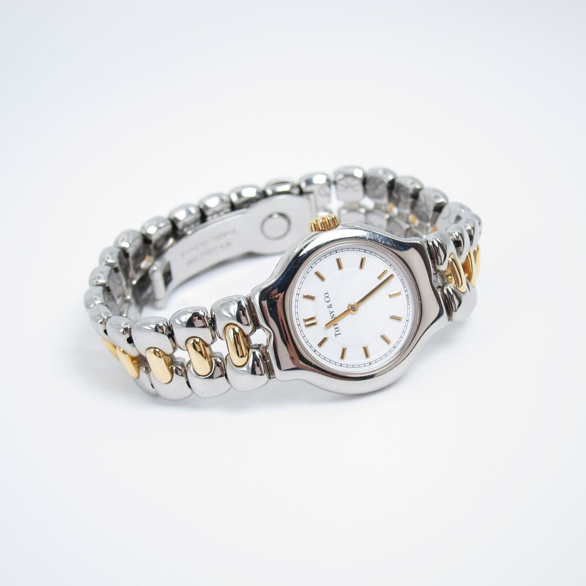 Tiffany & Co Vintage Round White Face 18K Gold and Stainless Steel Watch