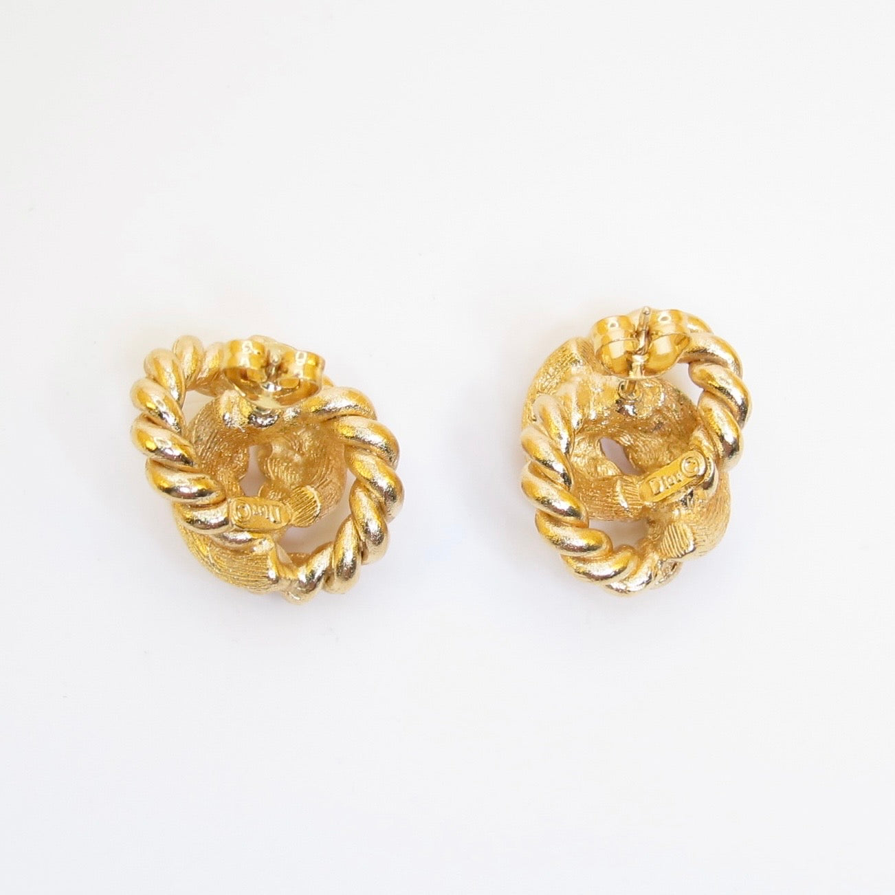 Christian Dior Vintage Twist Rope Golden Earrings