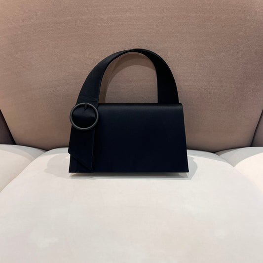 Givenchy Vintage Black Satin Ring Handle Evening Bag