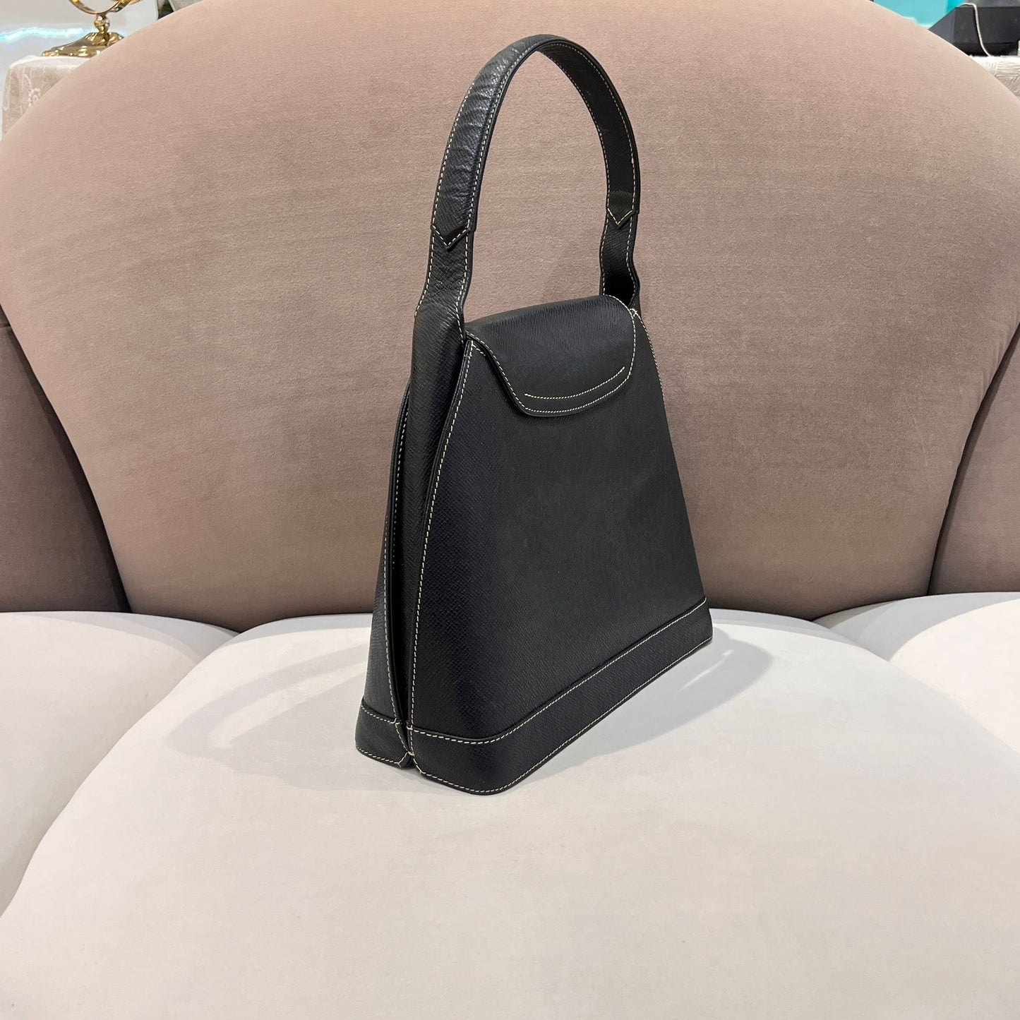 Valentino Vintage Black V Hardware Structured Handbag