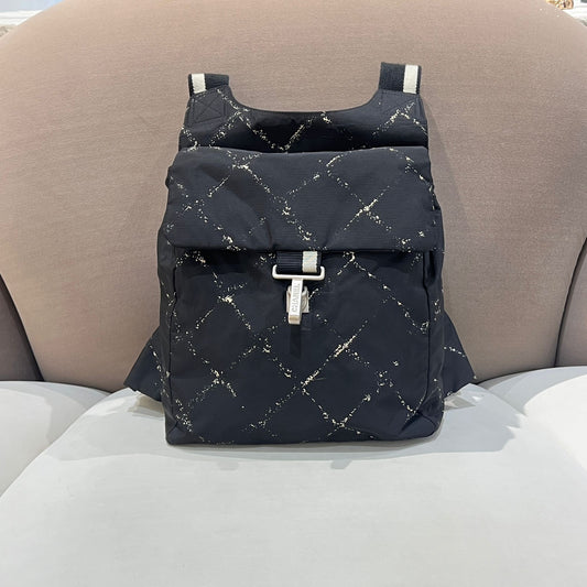 Chanel Vintage Black Quilted Travel Line Backpack