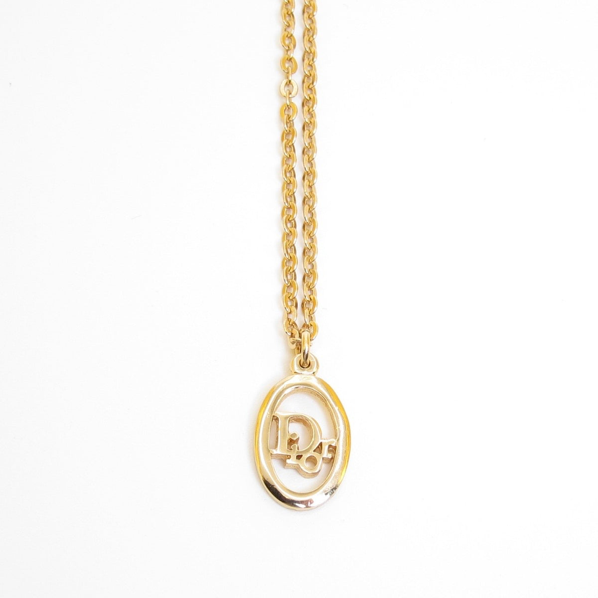 Christian Dior Vintage Oval Dior Logo Necklace